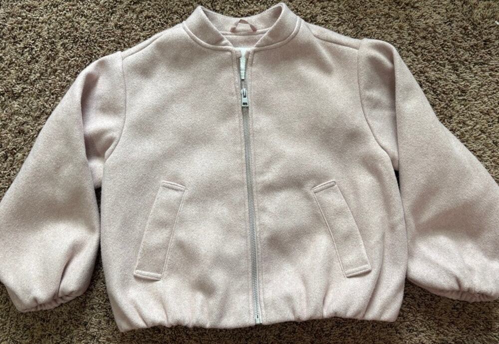 Zara Girls Pink Textured Wool Blend Coat Size 8-9